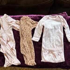 Lot of 3 premie pajamas